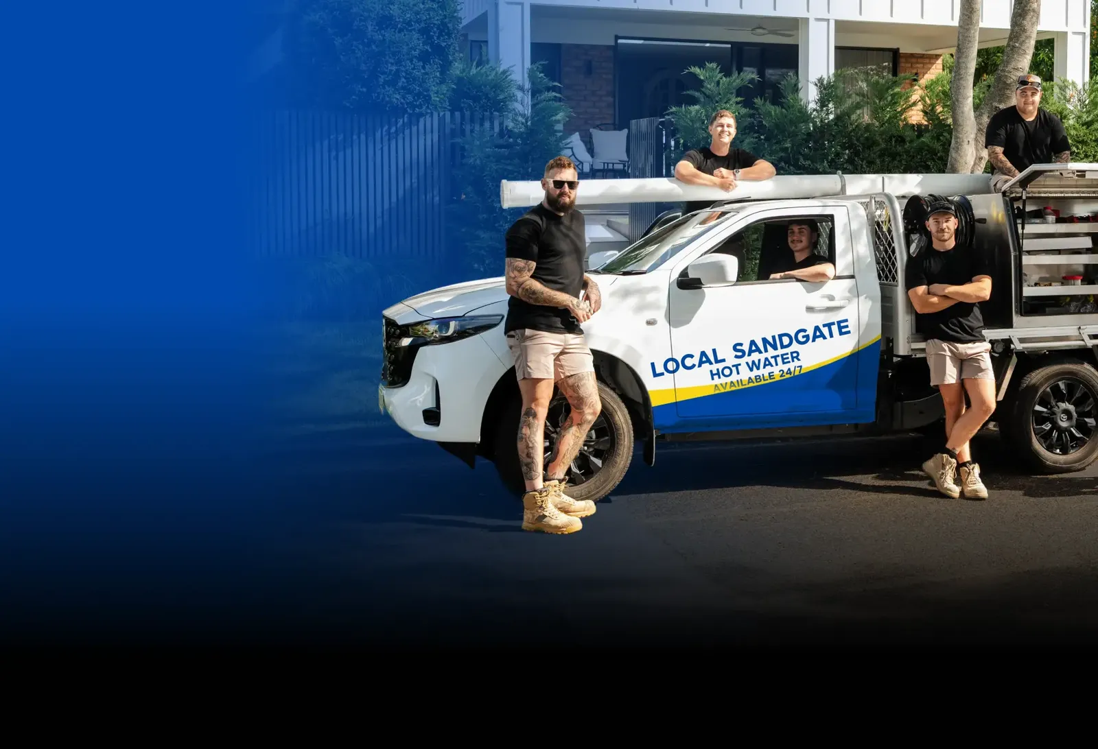 Local Sandgate Hot Water team with the ute